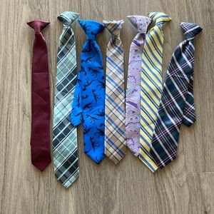 Boys clip on neckties. Set of 7